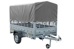 Charger l'image dans la galerie, Grande remorque 230×125 avec bâche haute grise, ridelles grillagées et roue jockey – Garden Trailer 230 KIPP