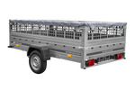 Charger l'image dans la galerie, Remorque légère 264x150 UNITRAILER GARDEN 265 KIPP avec ridelles grillagées, châssis H-0 et bâche grise
