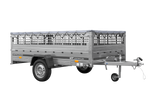 Charger l'image dans la galerie, Remorque légère 264x150 UNITRAILER GARDEN 265 KIPP avec ridelles grillagées, châssis H-0 et bâche grise
