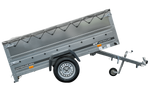 Charger l'image dans la galerie, Grande remorque 230x125 avec bâche plate grise, rehausses de ridelles et roue jockey - Garden Trailer 230 KIPP

