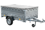 Charger l'image dans la galerie, Grande remorque 230x125 avec bâche plate grise, rehausses de ridelles et roue jockey - Garden Trailer 230 KIPP

