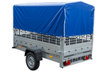 Charger l'image dans la galerie, Remorque bâchée d'occasion Garden Trailer 230 KIPP avec rehausses grillagées, bâche haute et roue jockey
