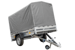 Charger l'image dans la galerie, Remorque routière avec bâche haute (110 cm), arceau (110 cm) et roue jockey 230x125 Garden Trailer 230 KIPP
