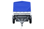 Charger l'image dans la galerie, Remorque routière avec bâche haute bleue, arceau H-800 et roue jockey 230x125 Garden Trailer 230 KIPP
